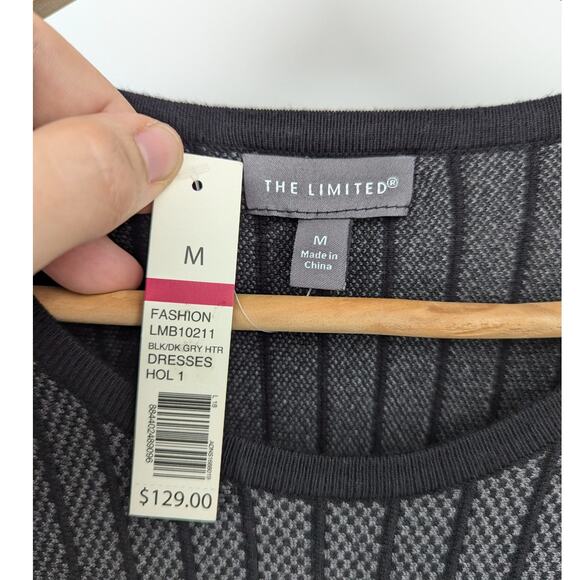 NWT The Limited Black & Gray Fit and Flare Dress Women's Size Medium Long Sleeve - Picture 4 of 5